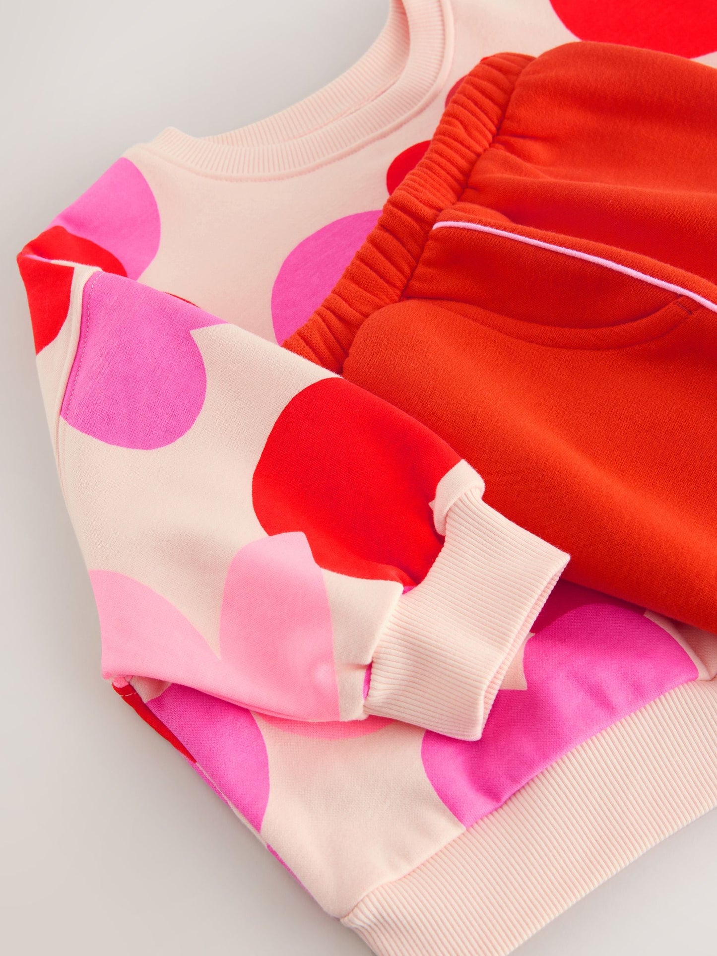 Pink/Red Heart Sweatshirt and Barrel Leg Joggers Set (3mths-7yrs)