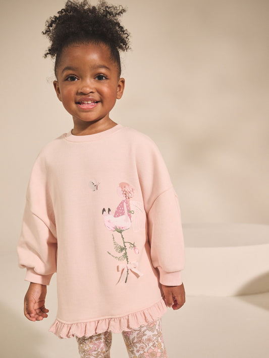 Pink Floral Fairy Frill Hem Sweatshirt & Leggings Set (3mths-7yrs) image 2