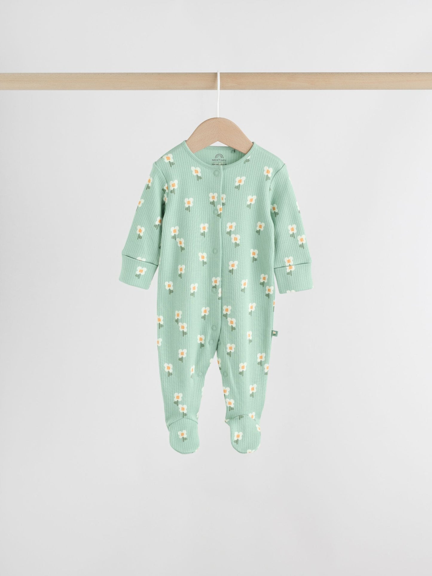 Sage Green Floral Baby Sleepsuits 5 Pack (0mths-2yrs) image 8