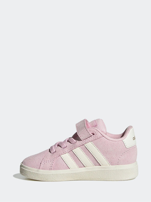 adidas Pink/White Grand Court 2.0 Elastic Lace Infant Trainers image 2
