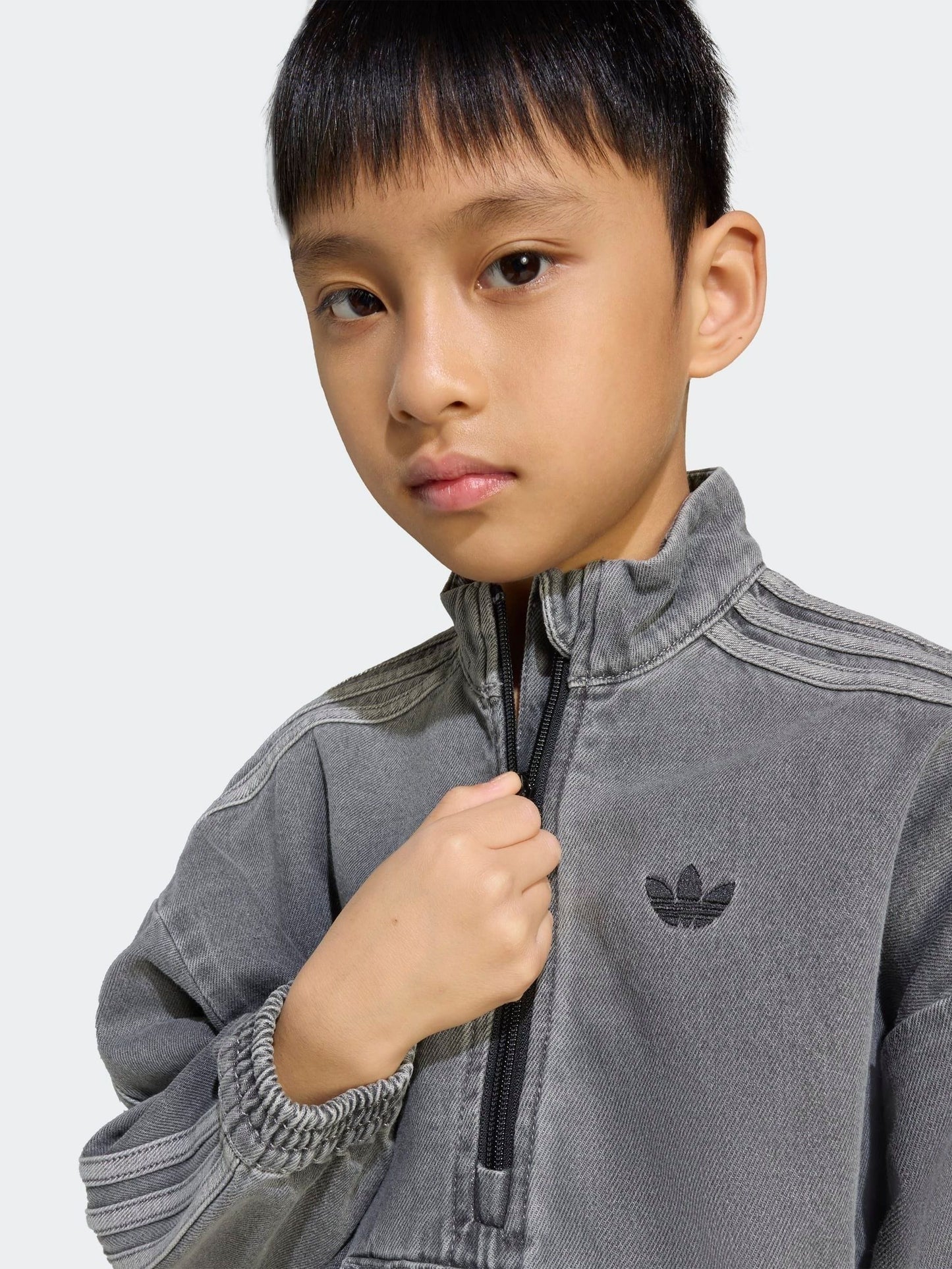 Dsiney Kidz - adidas Originals Grey Denim Zip Crew Kids Sweatshirt & Joggers Set image 5