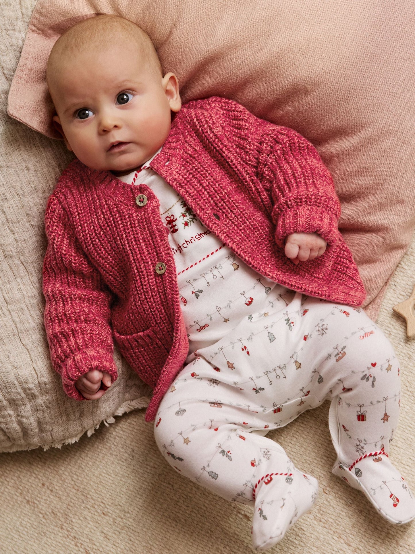 My First Christmas Knitted Baby Cardigan