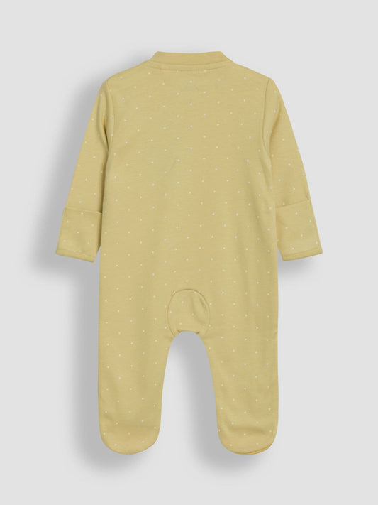 JoJo Maman Bébé Yellow Lemon Cotton Footed Appliqué Zip Sleepsuit image 2