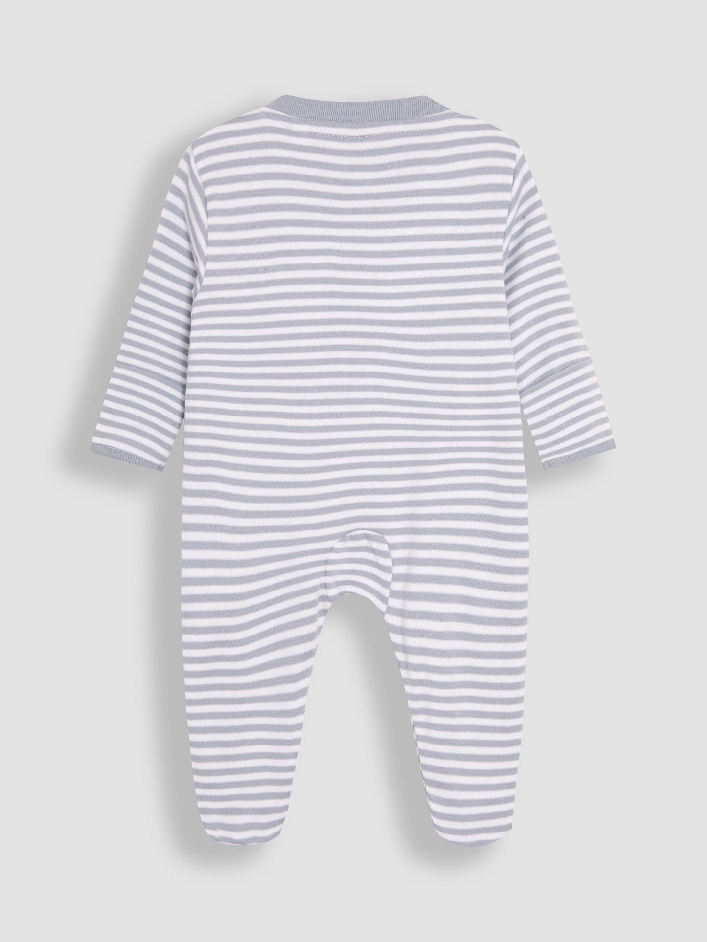JoJo Maman Bébé Blue Bear Cotton Embroidered Sleepsuit image 6
