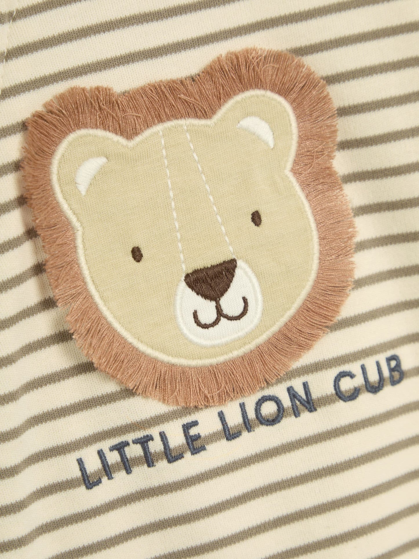 JoJo Maman Bébé Ecru Lion Cotton Footed Stripe Appliqué Zip Sleepsuit image 5