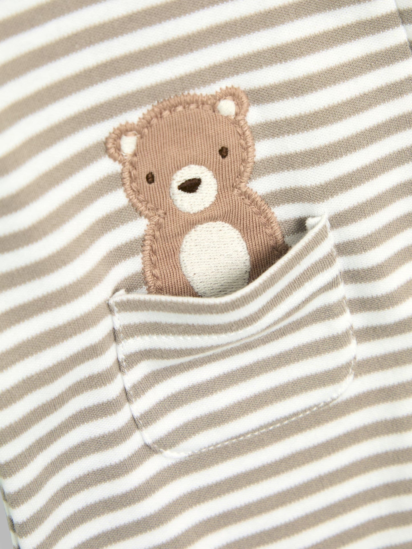 JoJo Maman Bébé Tan Bear Cotton Embroidered Sleepsuit image 6