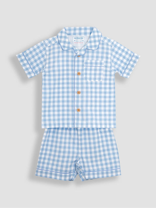 JoJo Maman Bébé Blue Gingham Woven Classic Pyjamas - image 1