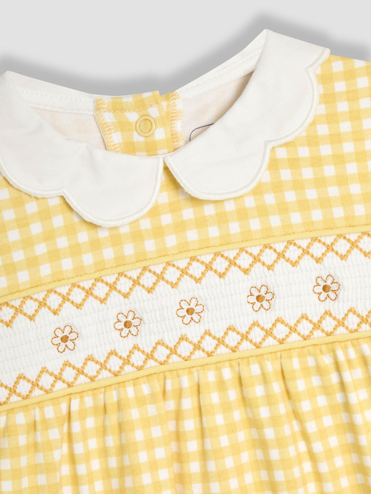 JoJo Maman Bébé Yellow Cotton 2-Piece Smocked Sleepsuit and Headband Set image 6