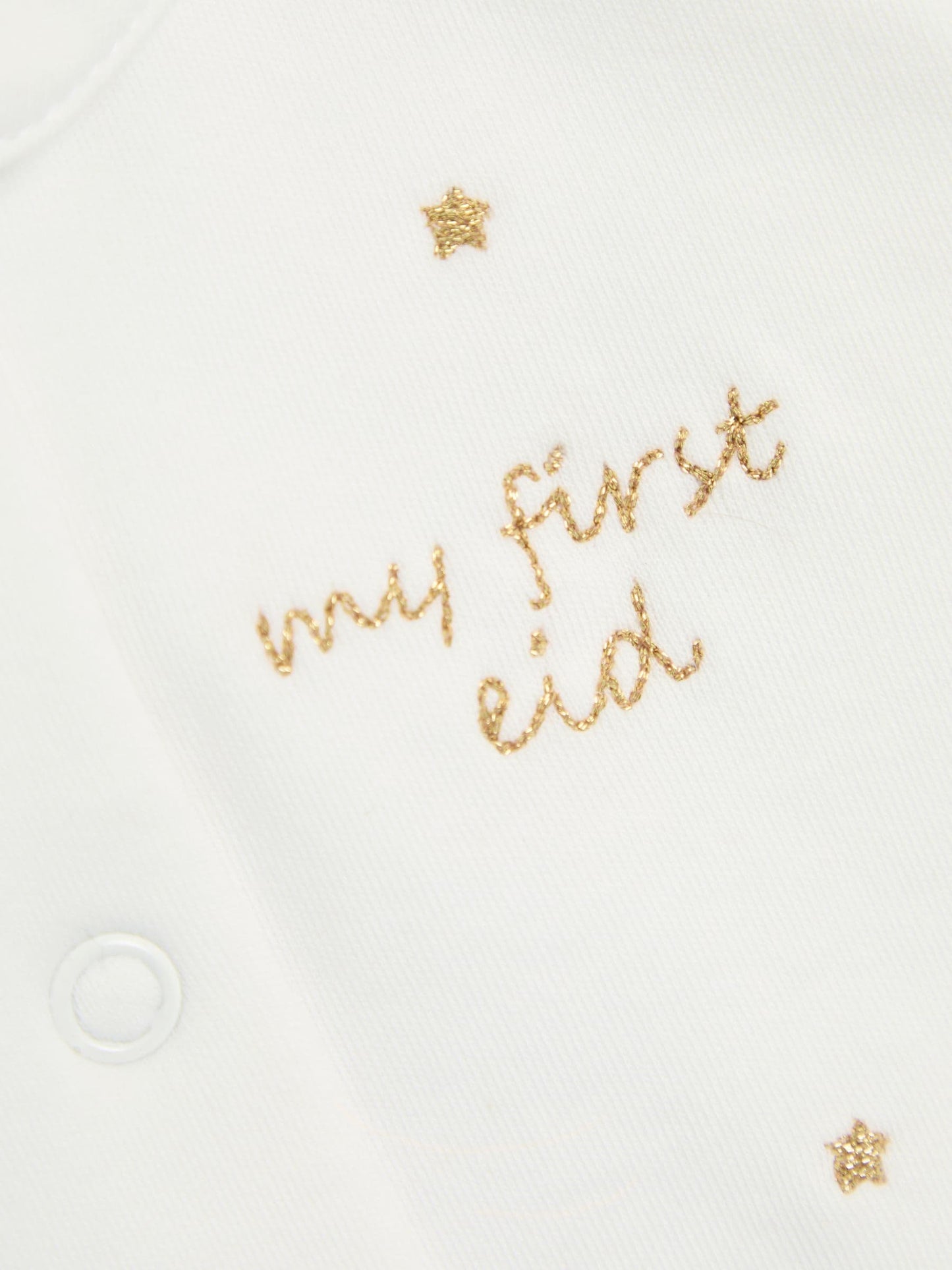 JoJo Maman Bébé White 100% Cotton Embroidered Eid Sleepsuit image 4