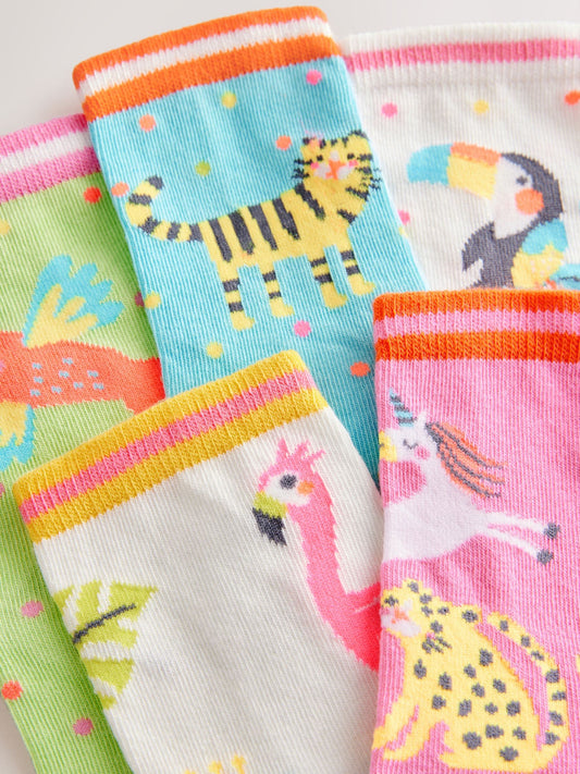 Multi 5 Pack Cotton Rich Flamingo Ankle Socks image 3