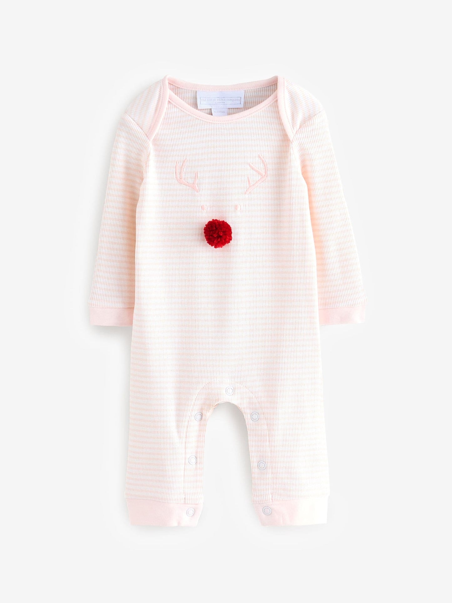 The White Company Pink Jingles Stripe Sleepsuit image 1