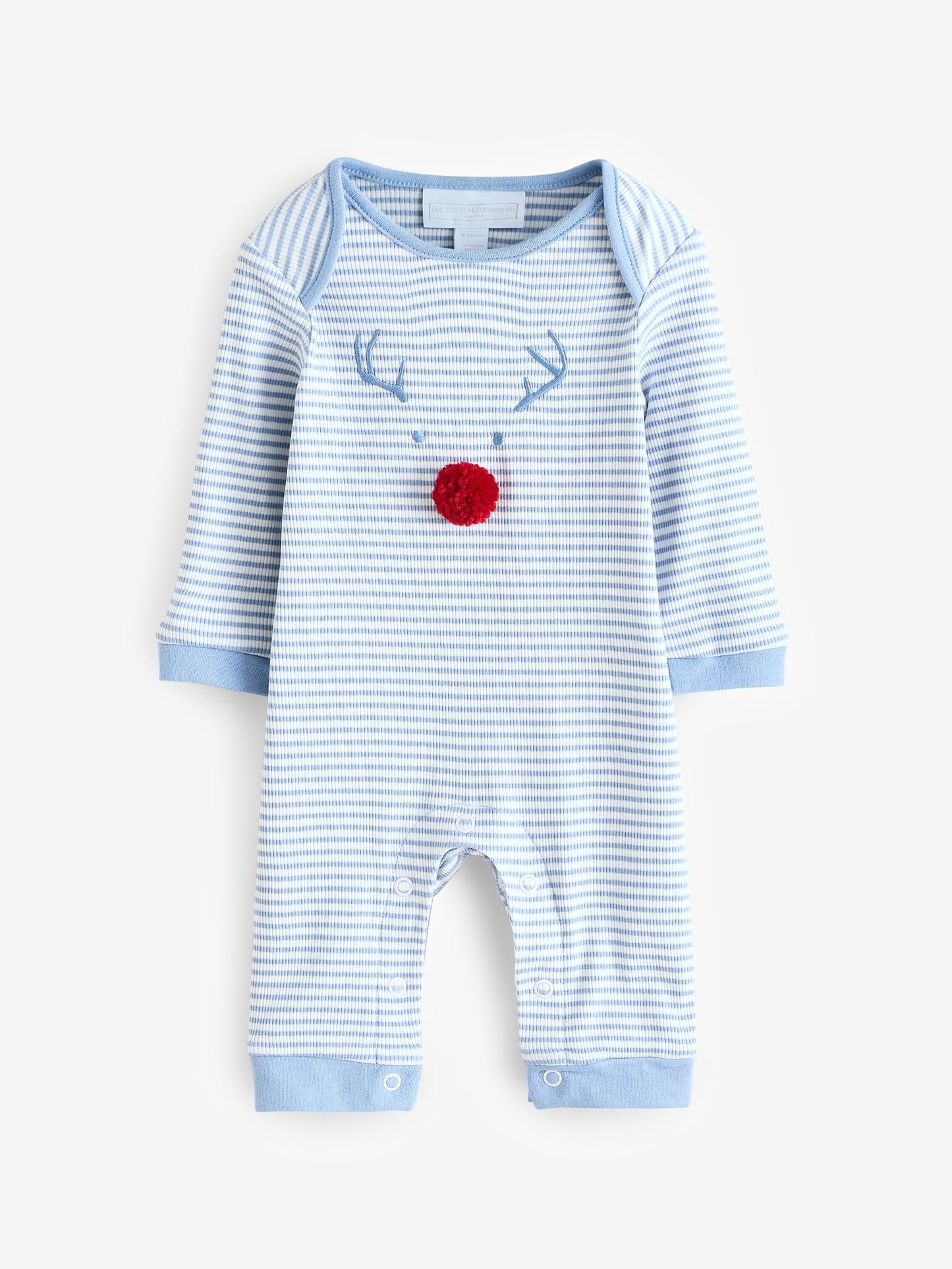 The White Company Blue Jingles Stripe Sleepsuit image 1