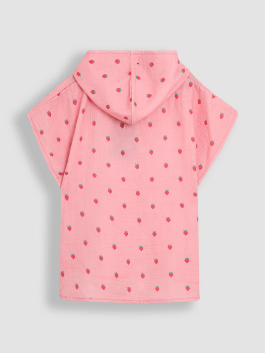 Dsiney Kidz - JoJo Maman Bébé Pink Strawberry Muslin Hooded Poncho image 2
