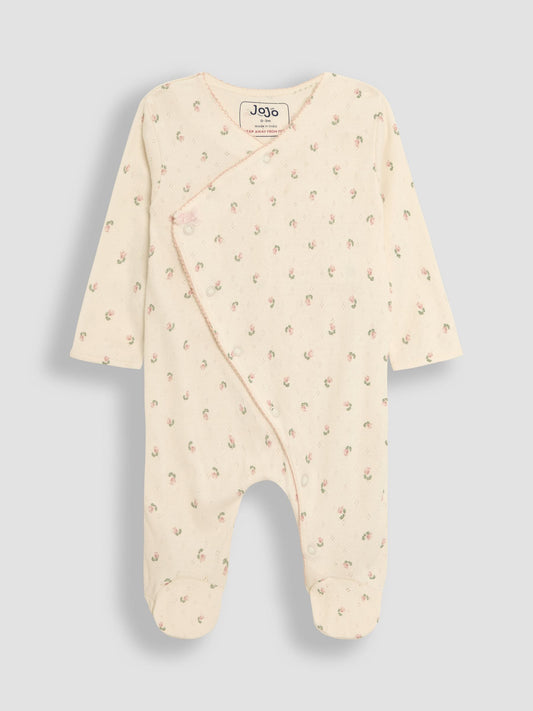 JoJo Maman Bébé Natural Cotton Footed Sleepsuit and Bib Set 2 Piece image 2