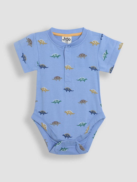 Dsiney Kidz - JoJo Maman Bébé Blue & Cream Dino 2-Pack Short Sleeve Bodysuits image 2