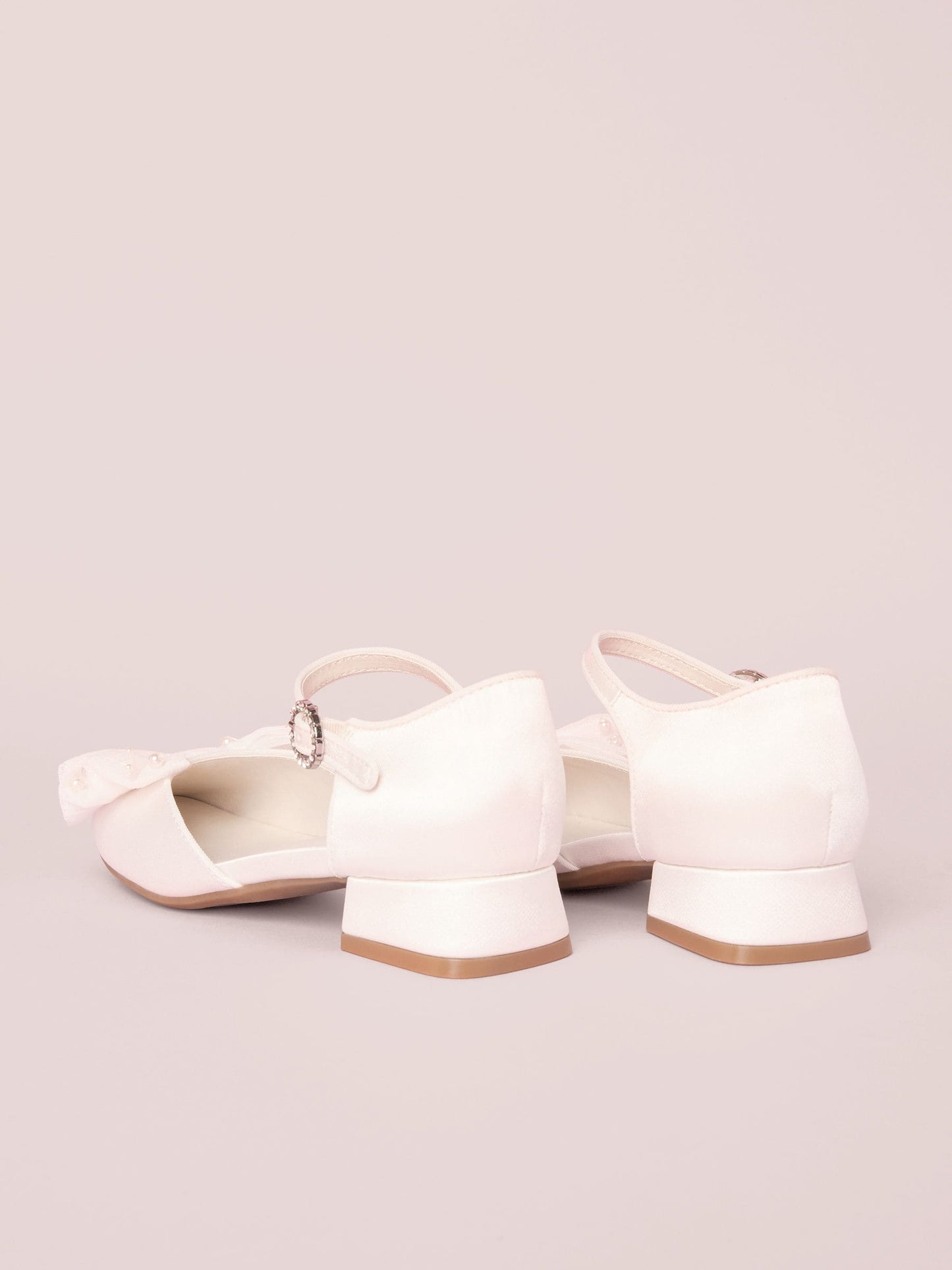 Lipsy White Standard Fit (F) Low Block Heel Pearl Bow Occasion Flower Heeled Sandals image 5