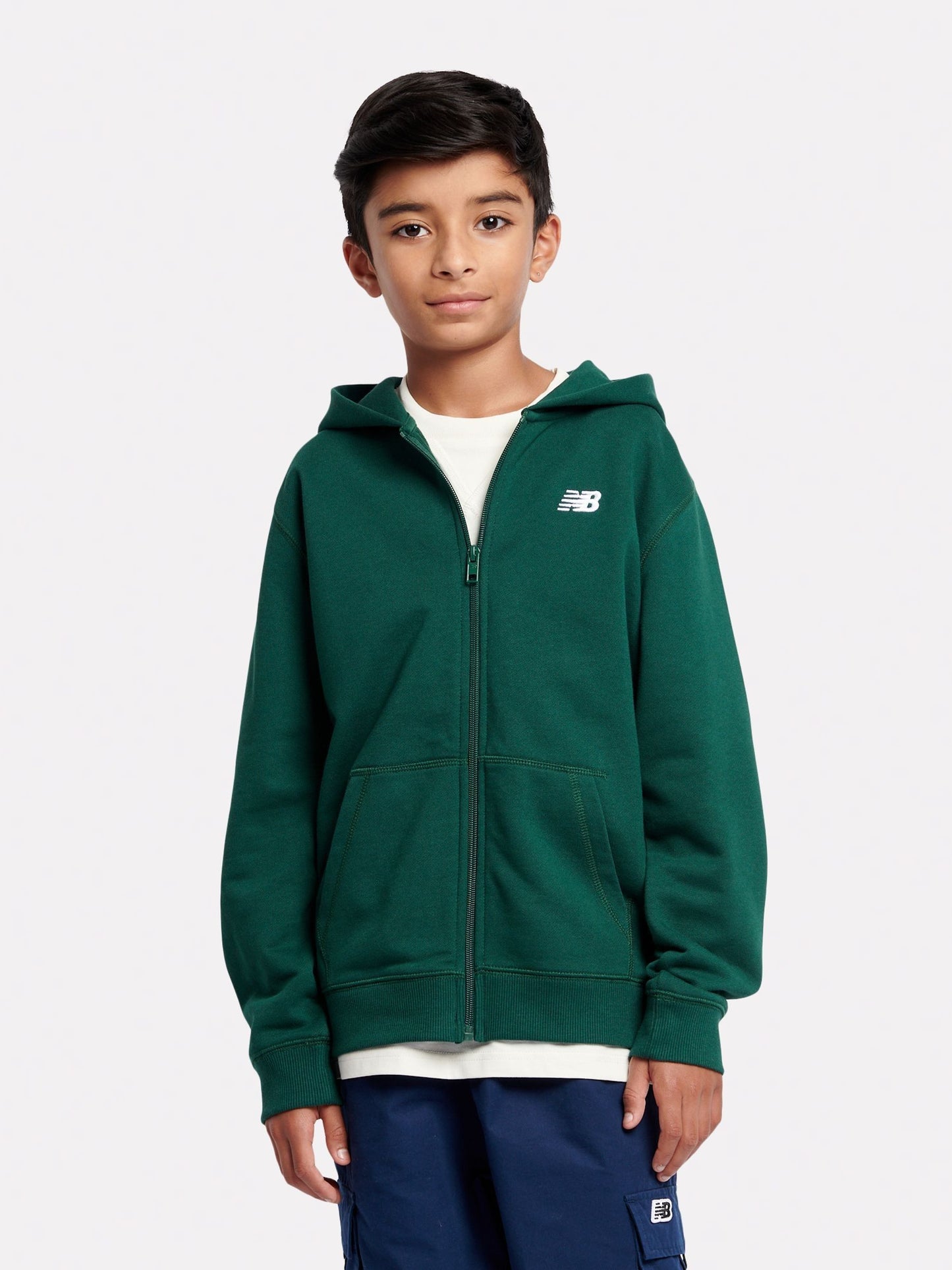 Dsiney Kidz - New Balance Green Small French Terry Logo Zip Hoodie image 1
