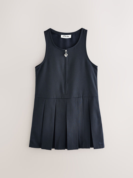Dsiney Kidz - Clarks Navy Girls Zip Front Pleated School Pinafores Dresses 2 Pack image 2