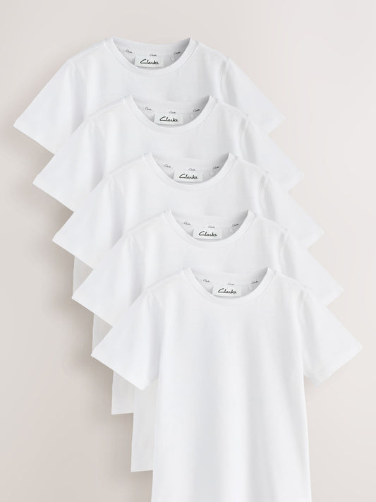 Disney Kidz - Clarks White Unisex Sports T-Shirts 5 Pack image 1