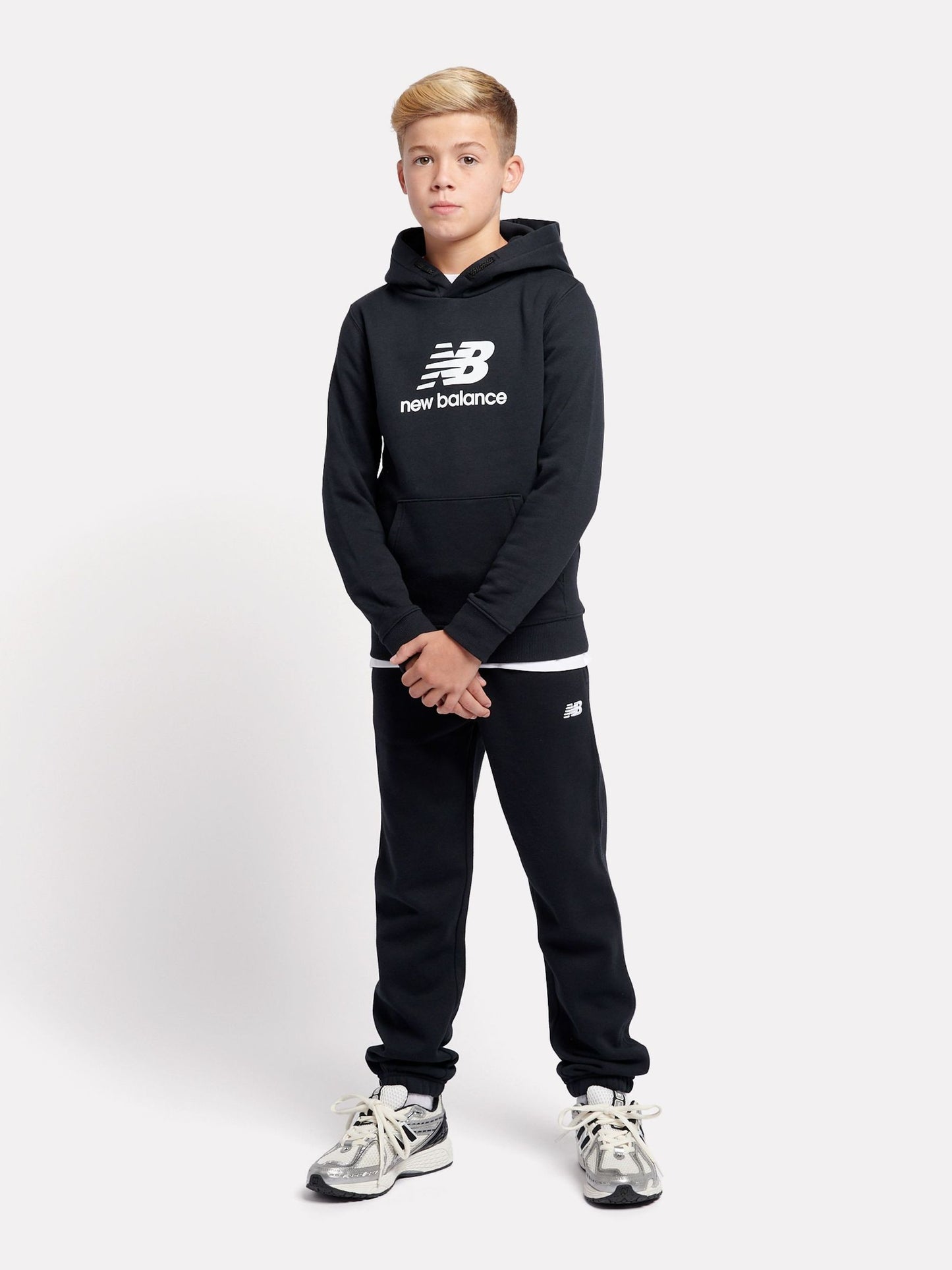 Dsiney Kidz - New Balance Black French Terry Stacked Logo Cotton Hoodie image 5