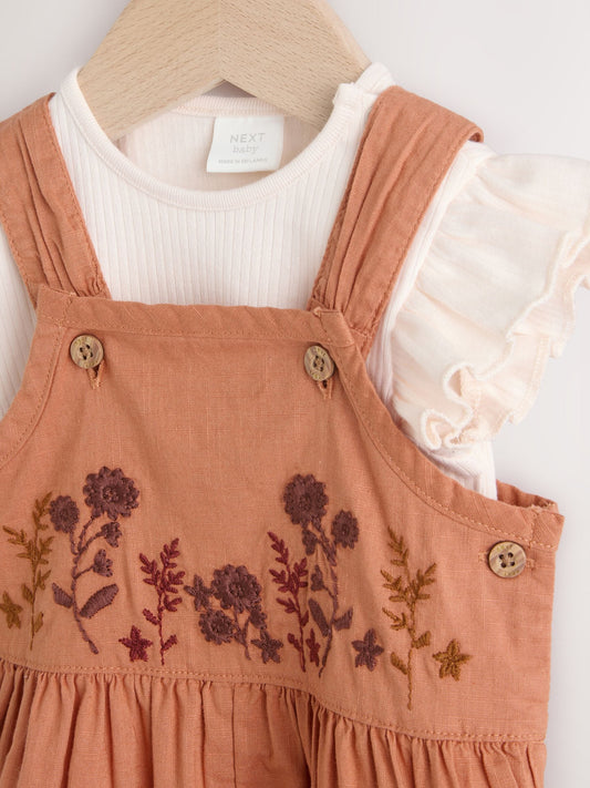Rust Brown Short Sleeve Baby Bodysuit and Dungarees Set (0mths-2yrs) image 3