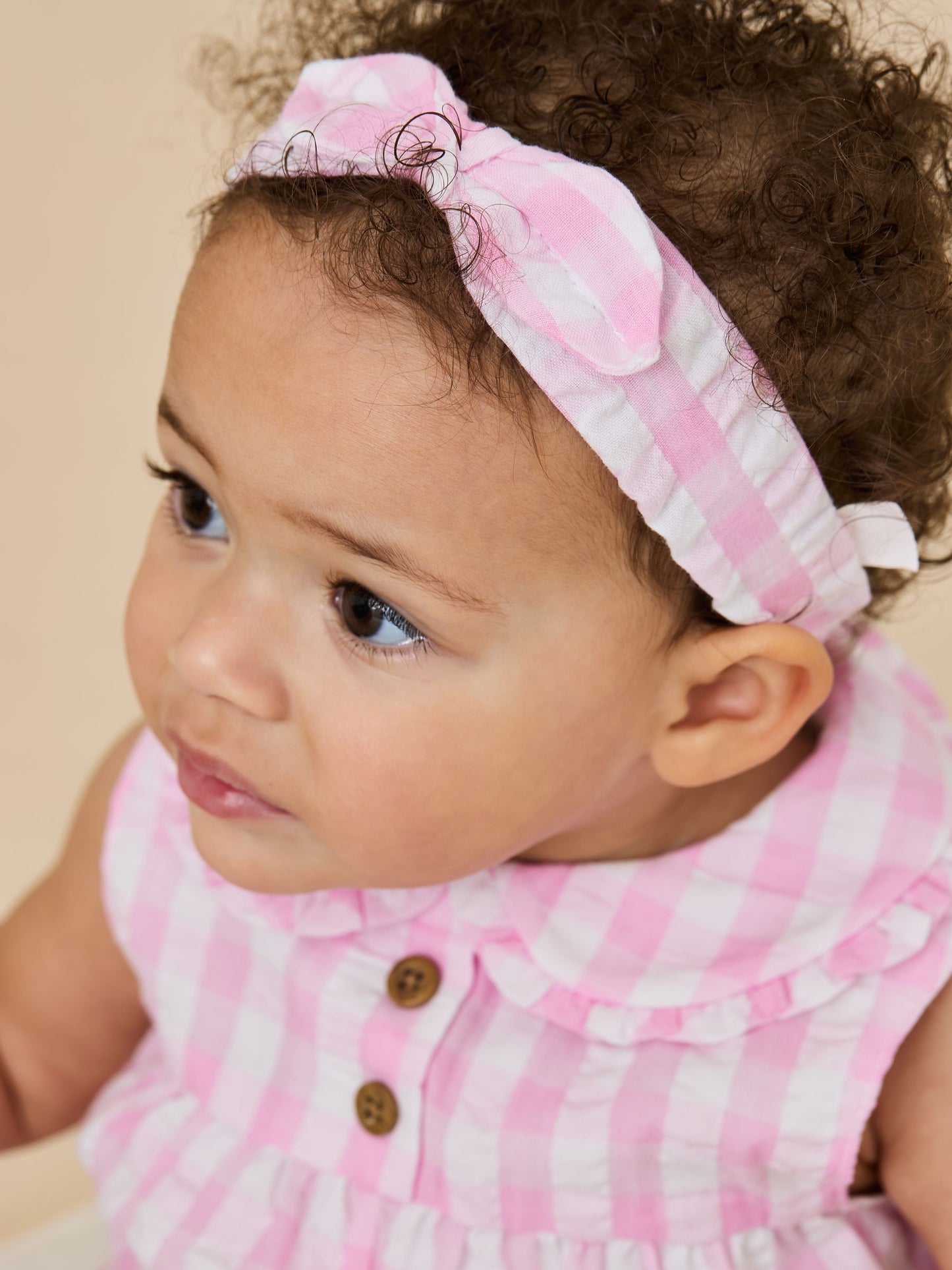 JoJo Maman Bébé Pink Gingham Peter Flopsy Bunny Jumpsuit & Headband Set image 5