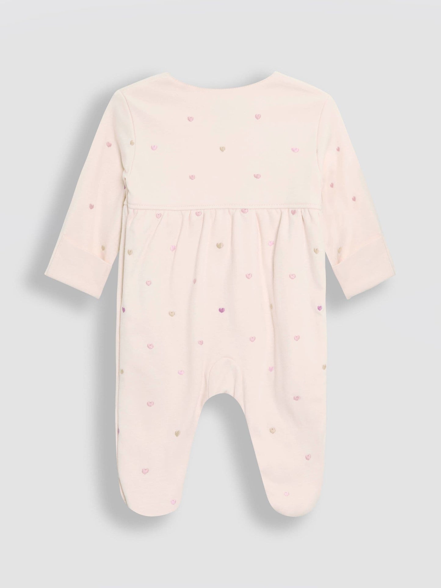 JoJo Maman Bébé Cream Heart Embroidered Cotton 2-Piece Sleepsuit and Hat Set image 6