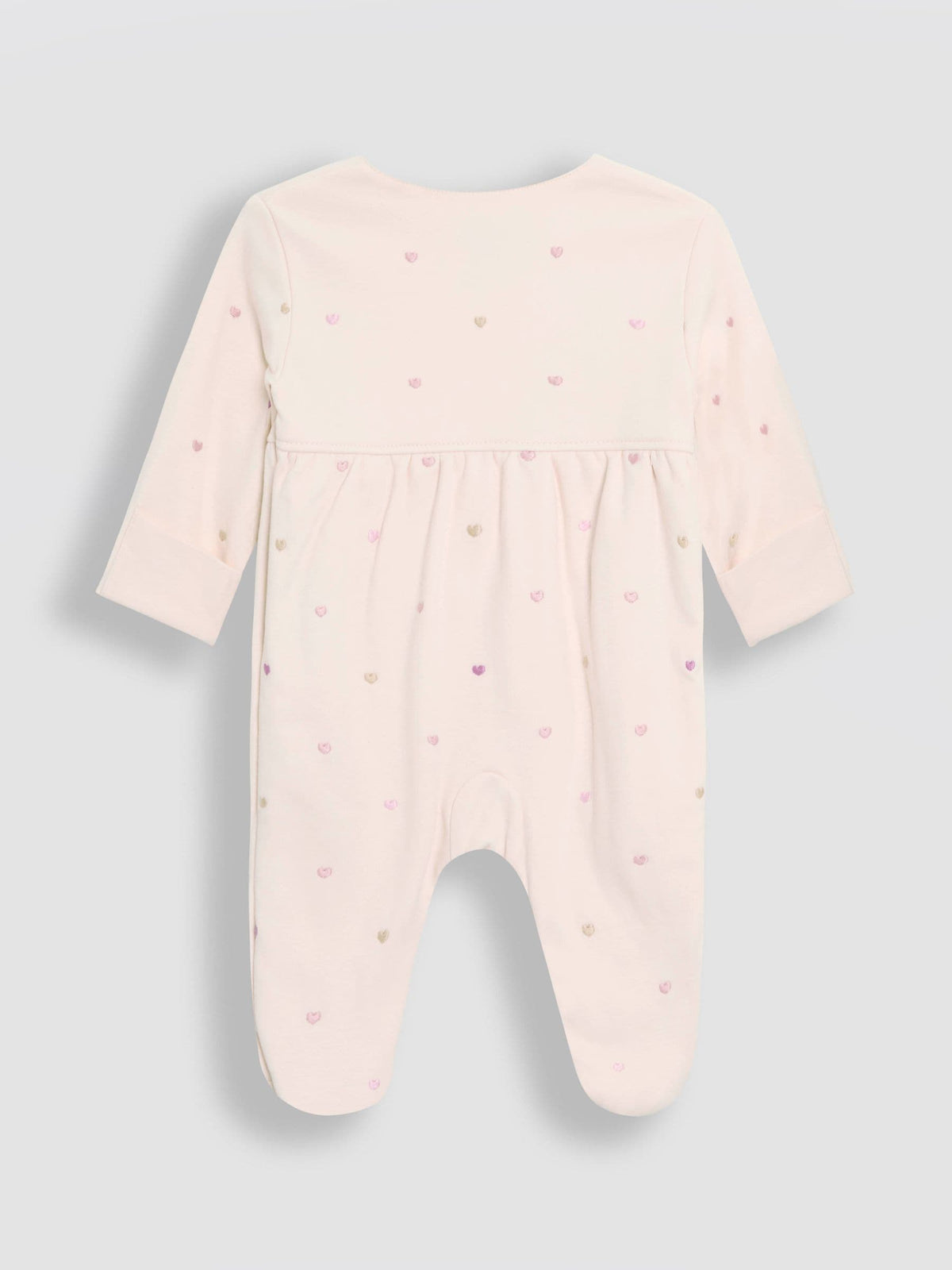 JoJo Maman Bébé Cream Heart Embroidered Cotton 2-Piece Sleepsuit and Hat Set image 6