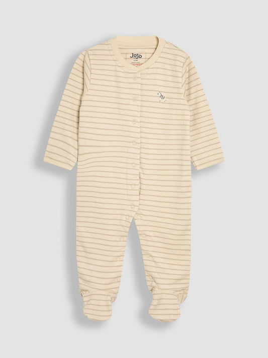 JoJo Maman Bébé Stripe 2-Piece Baby Sleepsuit & Velour Jacket Set image 2