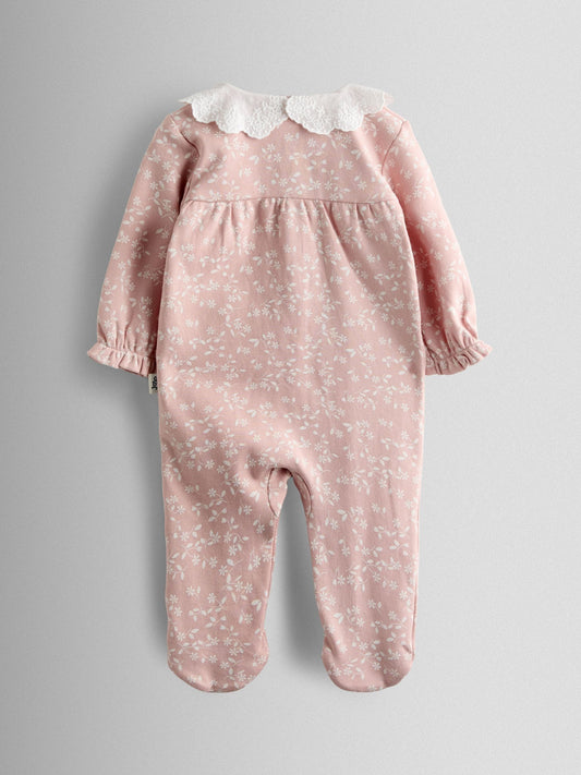 JoJo Maman Bébé Pink Ditsy Floral Cotton Sleepsuit image 2