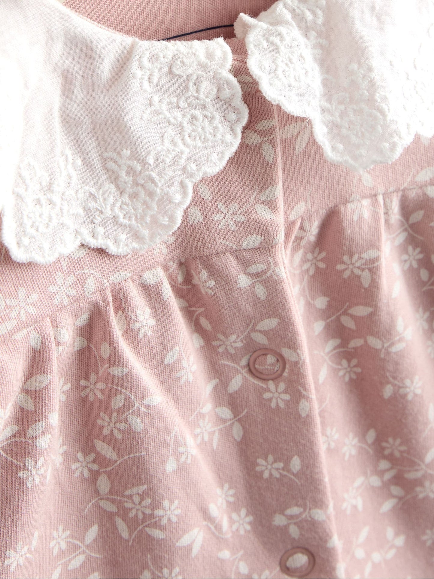 JoJo Maman Bébé Pink Ditsy Floral Cotton Sleepsuit image 5