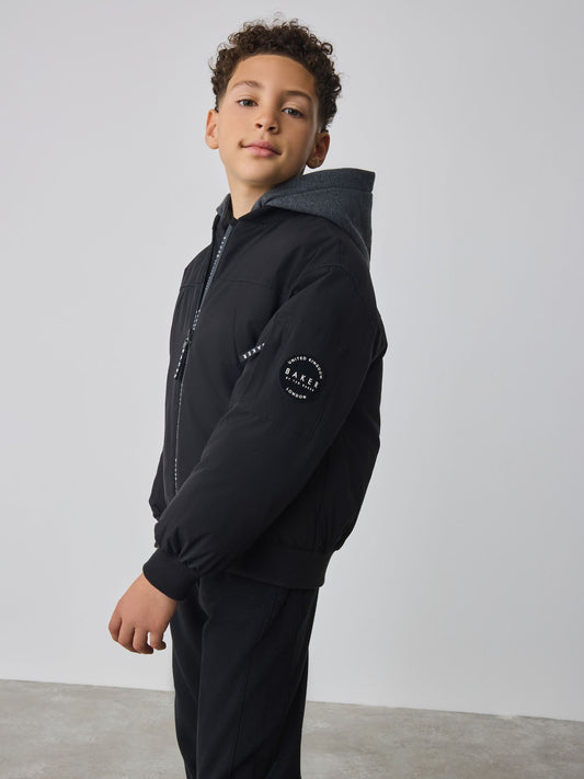 Baker by Ted Baker Shower Resistant Padded Bomber Black Coat image 2
