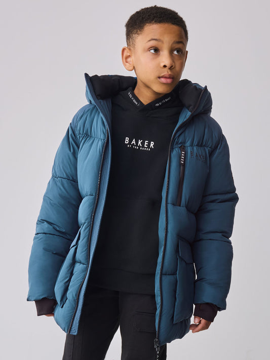 Baker by Ted Baker Blue Shower Resistant Midlength Padded Coat image 2