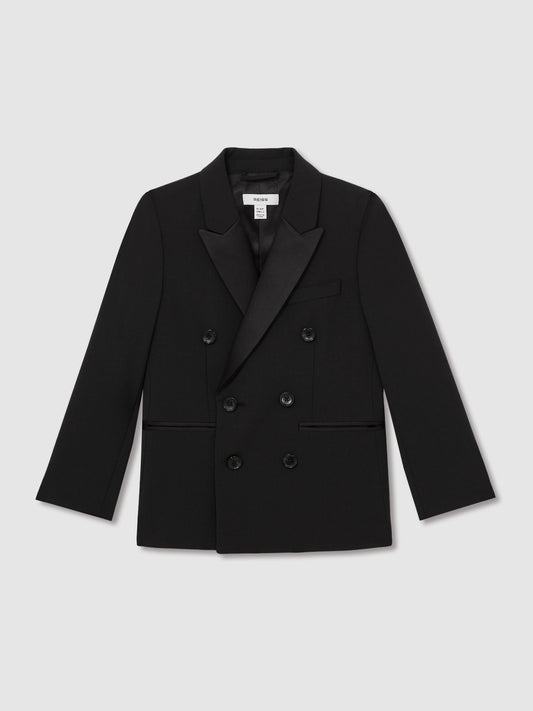 Reiss Black Knightsbridge Db 9-13 yrs Wool-Blend Double-Breasted Tuxedo Jacket image 2