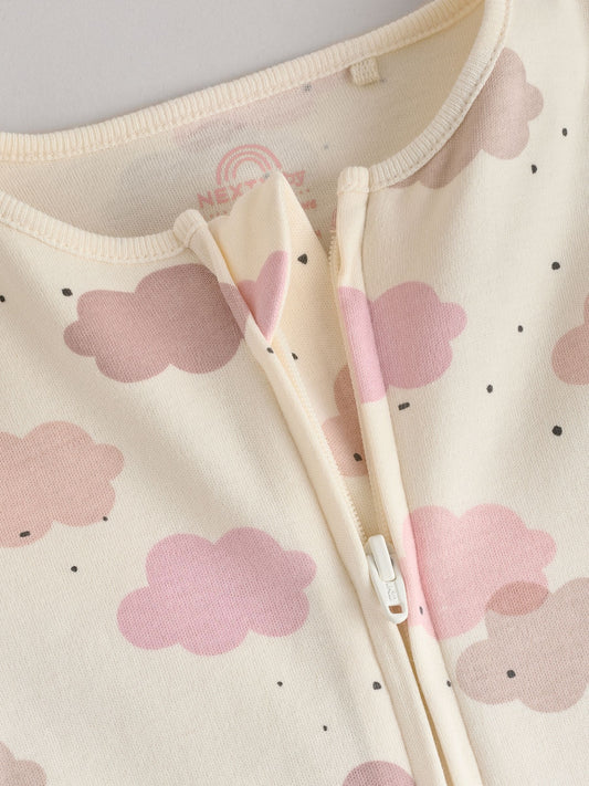 Pink 4 Pack Two Way Zip Baby Sleepsuits (0mths-3yrs) image 3