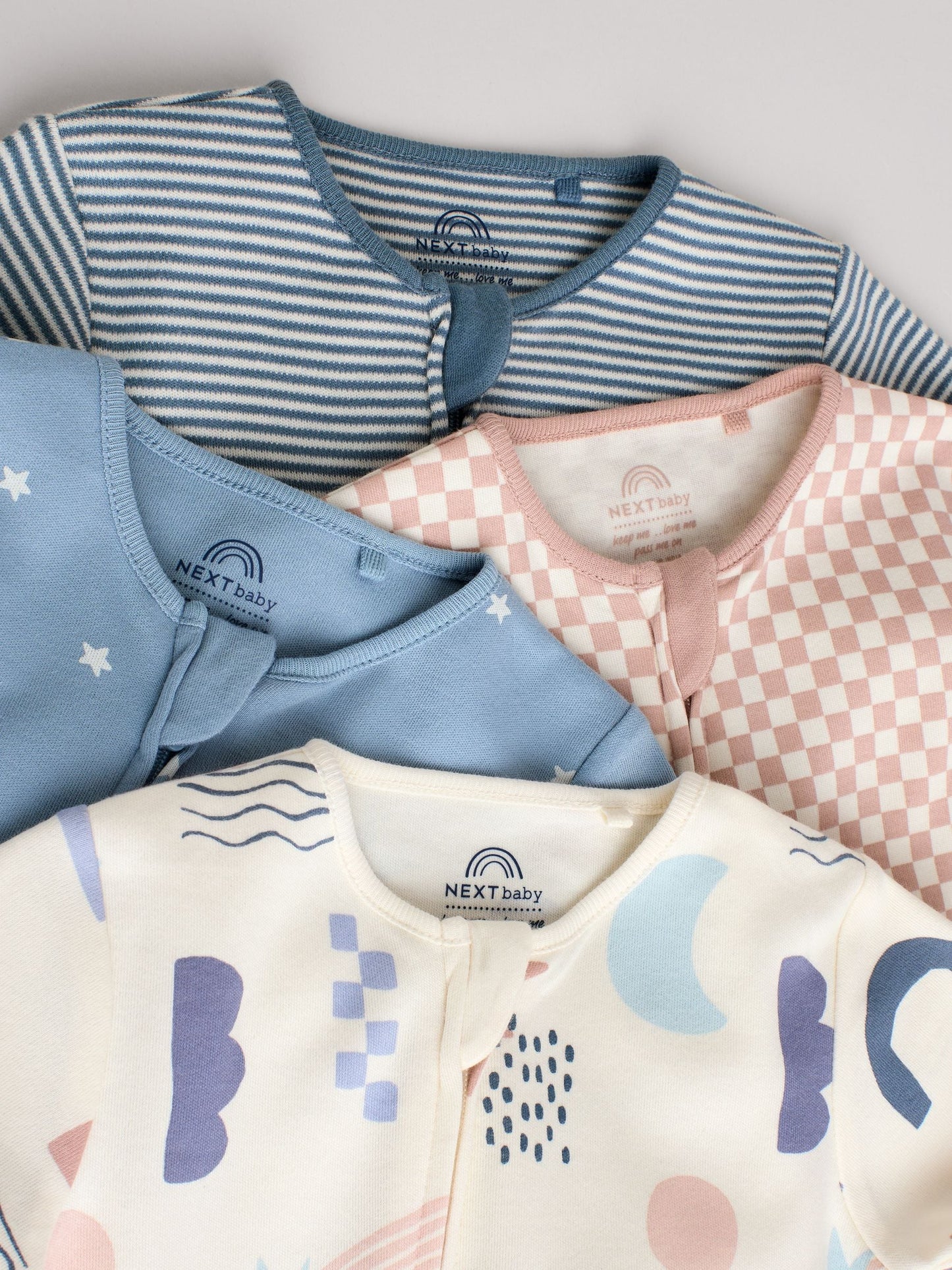 Blue Baby Footless Two Way Zip Sleepsuits 4 Pack (0mths-3yrs)