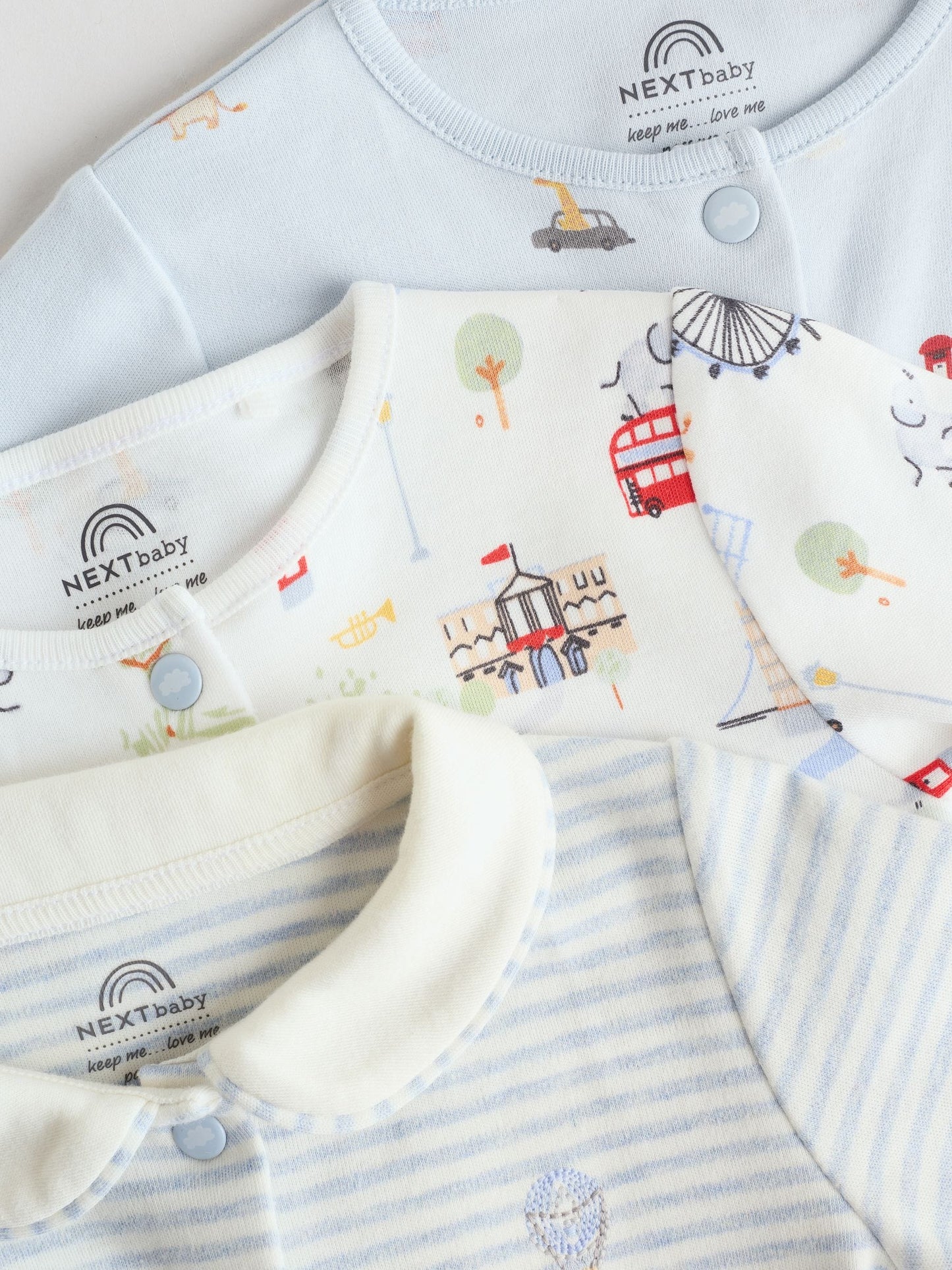 Blue London Baby Sleepsuits 3 Pack (0mths-2yrs)