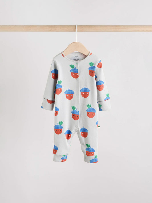 Green Autumn Pumpkin Baby Footless Sleepsuits 3 Pack (0mths-3yrs)