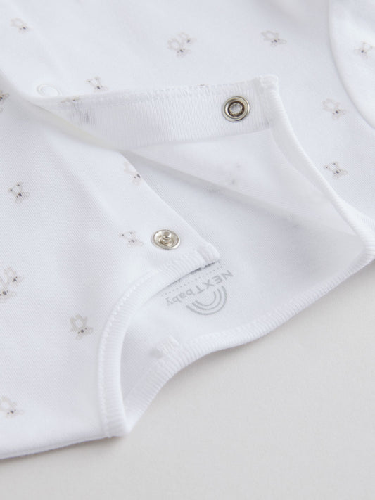 White 4 Pack Popper Baby Sleepsuits (0-2yrs) image 3