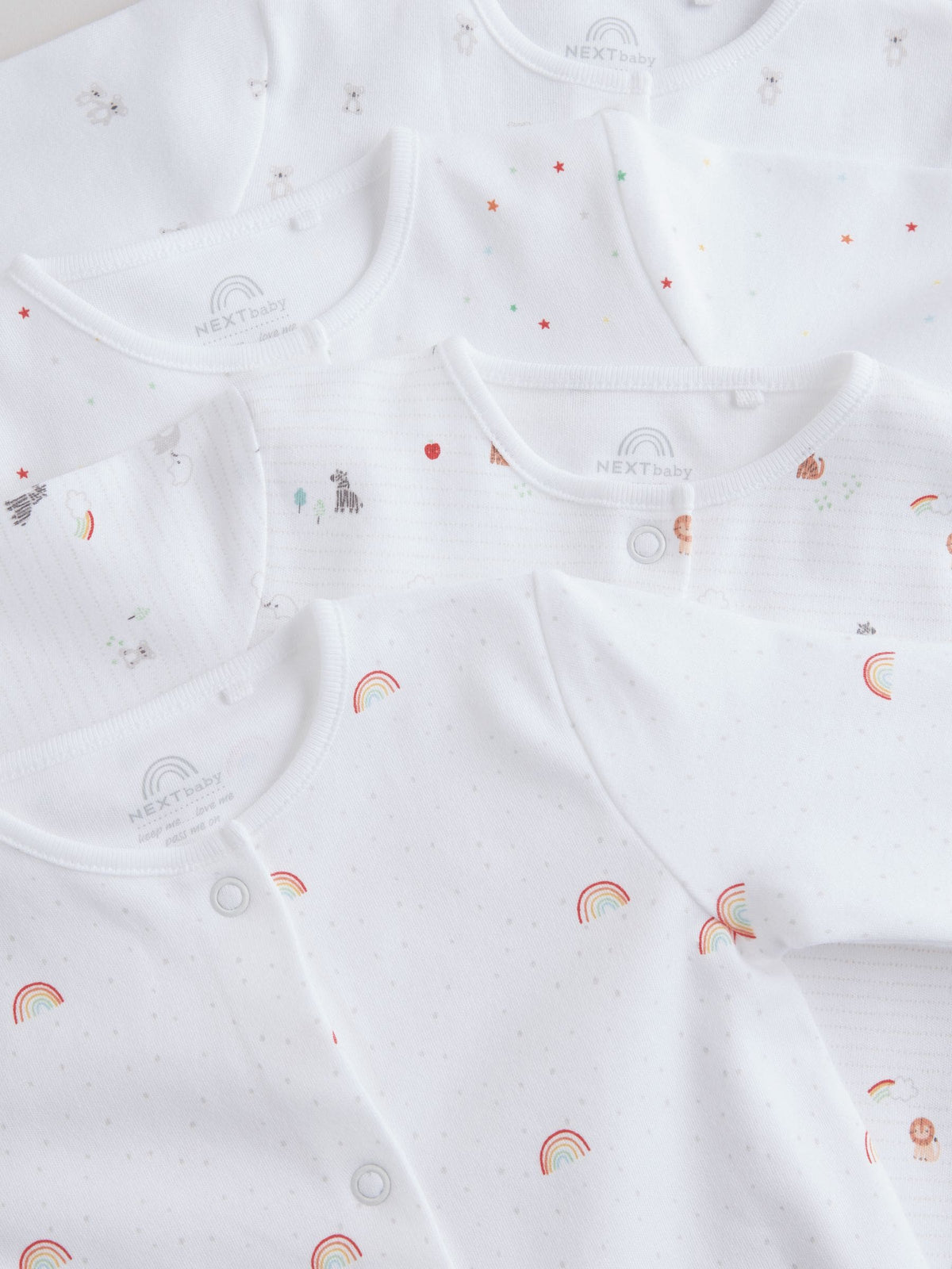 White 4 Pack Popper Baby Sleepsuits (0-2yrs) image 9