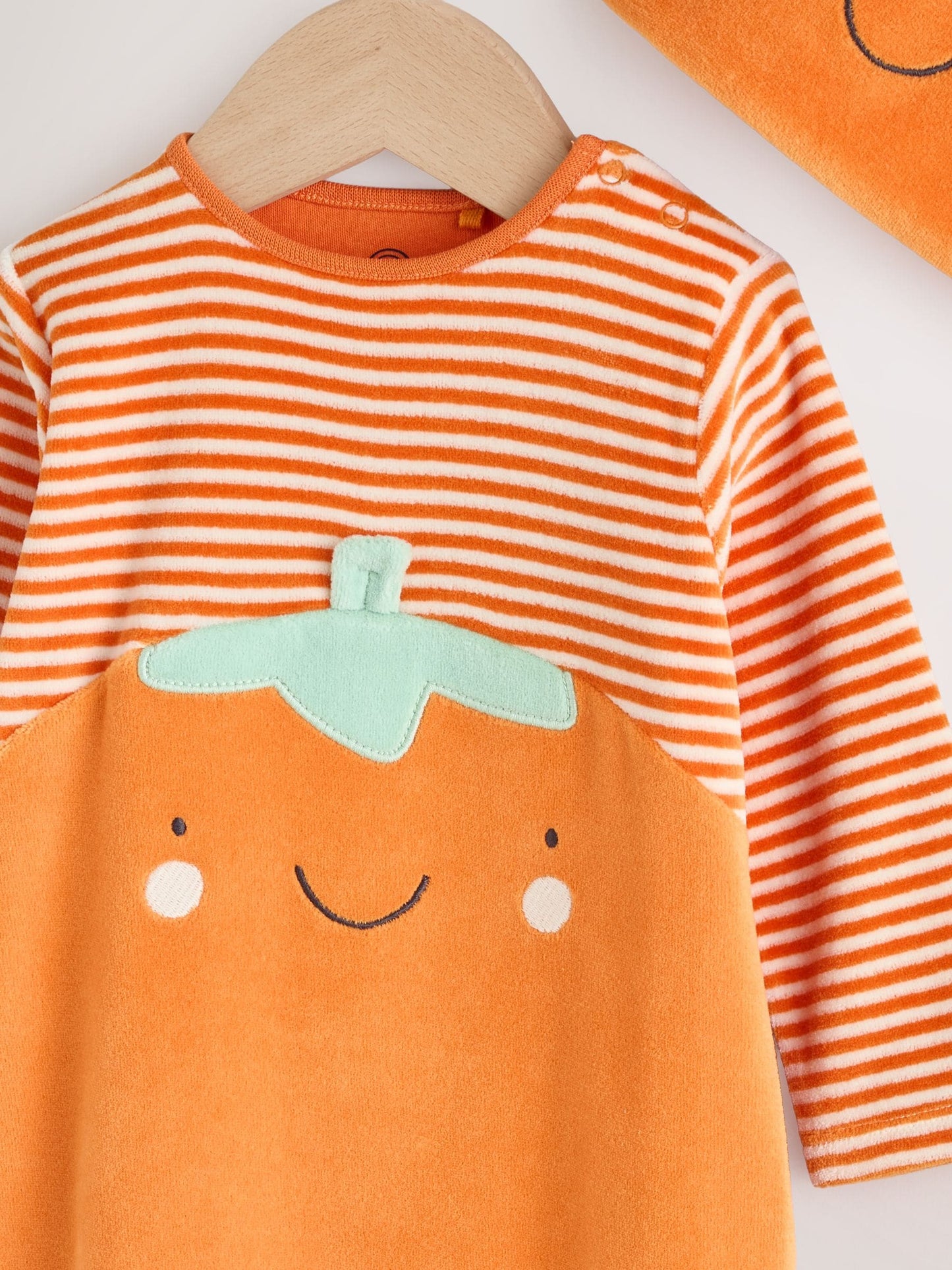 Orange Halloween Velour Pumpkin Dress Up Baby Sleepsuit (0mths-2yrs)