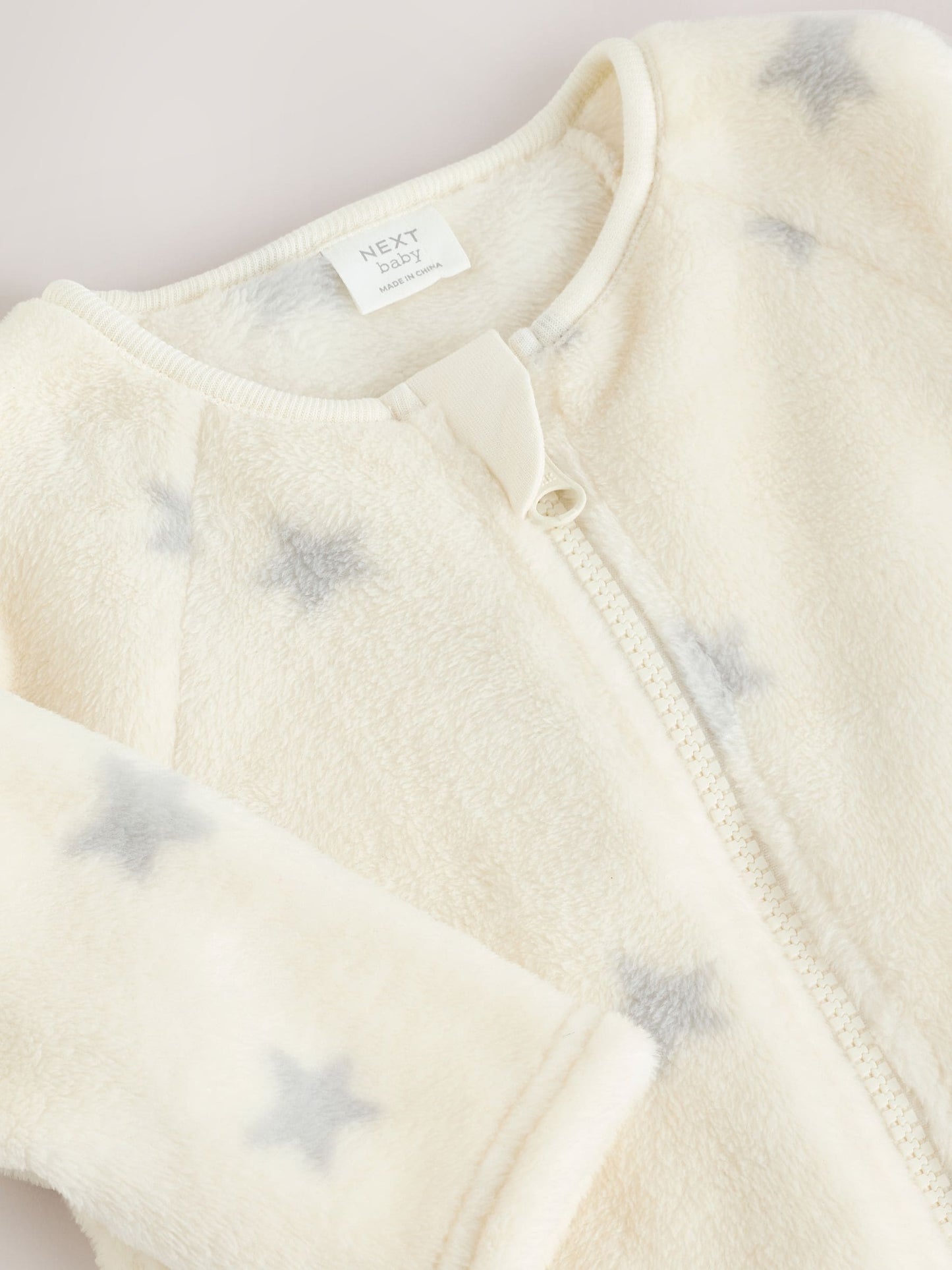 Grey Star Fleece Baby Sleepsuit