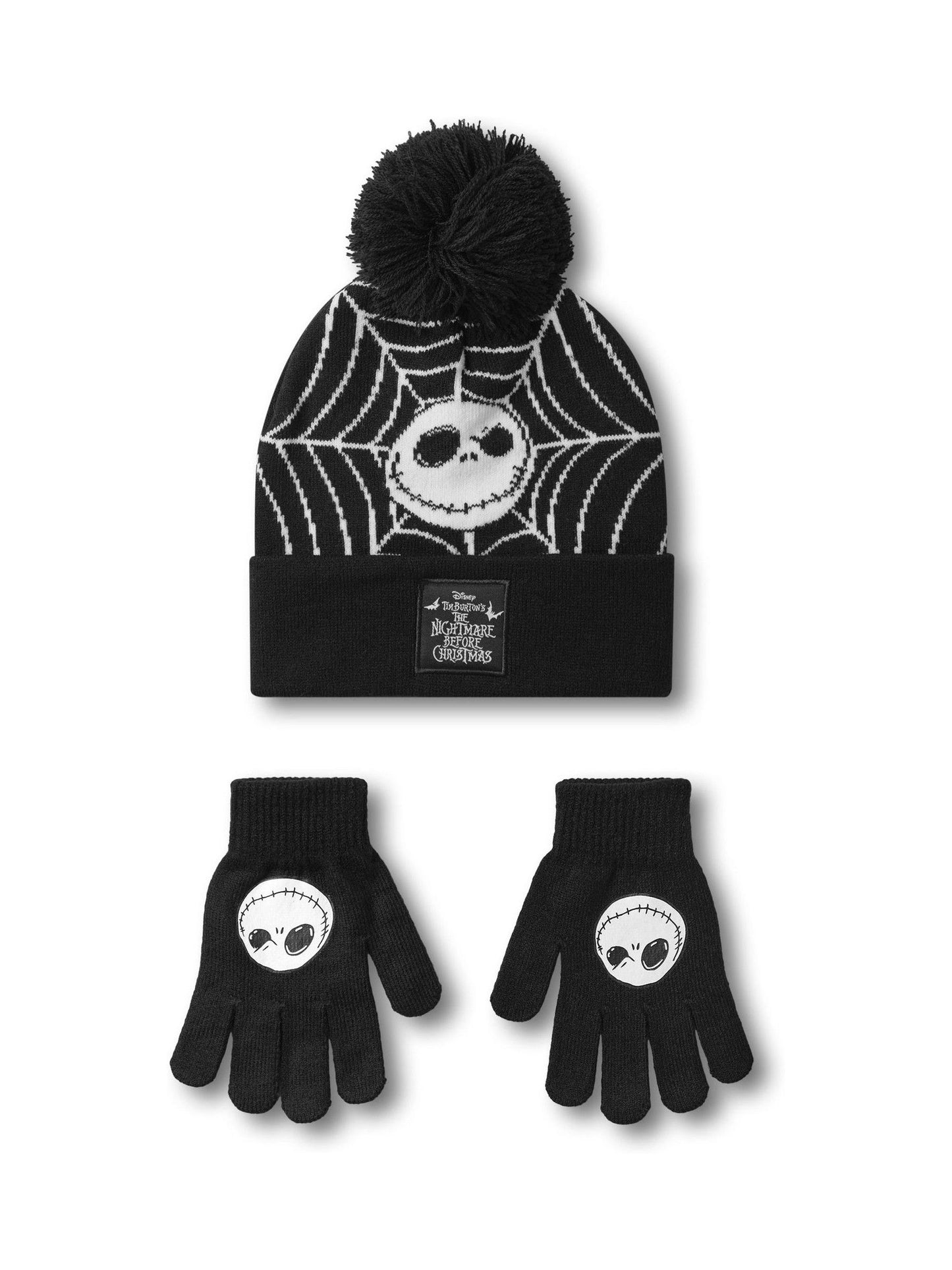 Dsiney Kidz - Vanilla Underground Black Disney Nightmare Before Christmas Winter Hat Beanie and Gloves Set image 1