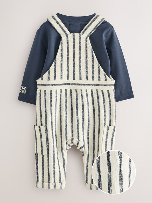 Baker by Ted Baker Long Sleeve T-Shirt and Striped Dungarees Set image 3
