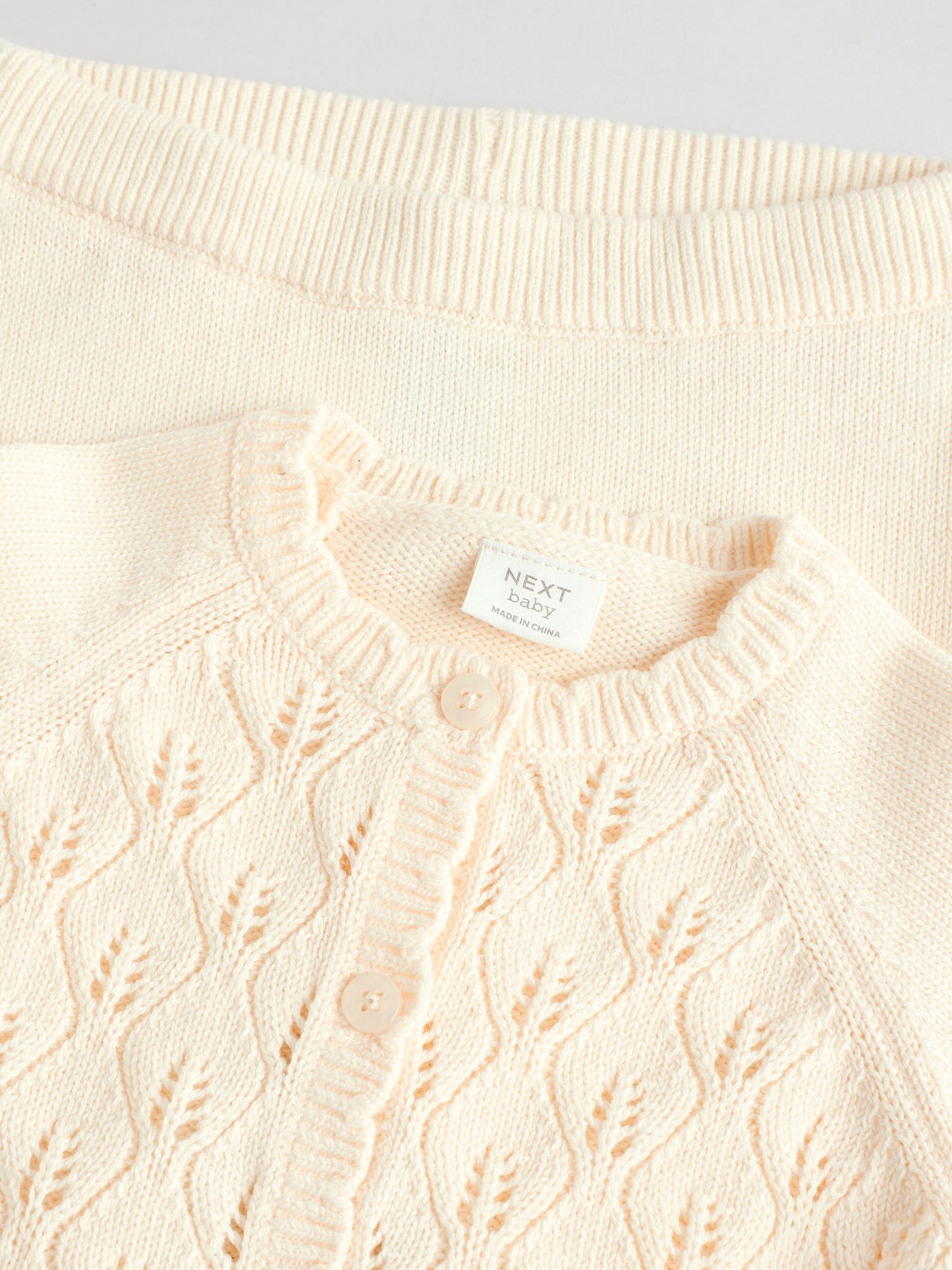 White Frill Knitted Bow Baby Cardigan Set (0mths-3yrs)