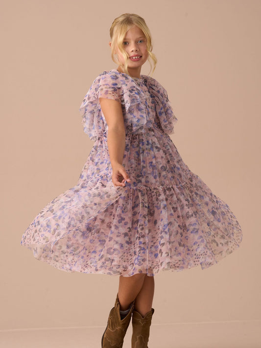 Dsiney Kidz - Angel & Rocket Pink Juliana Printed Frill Mesh Dress image 2