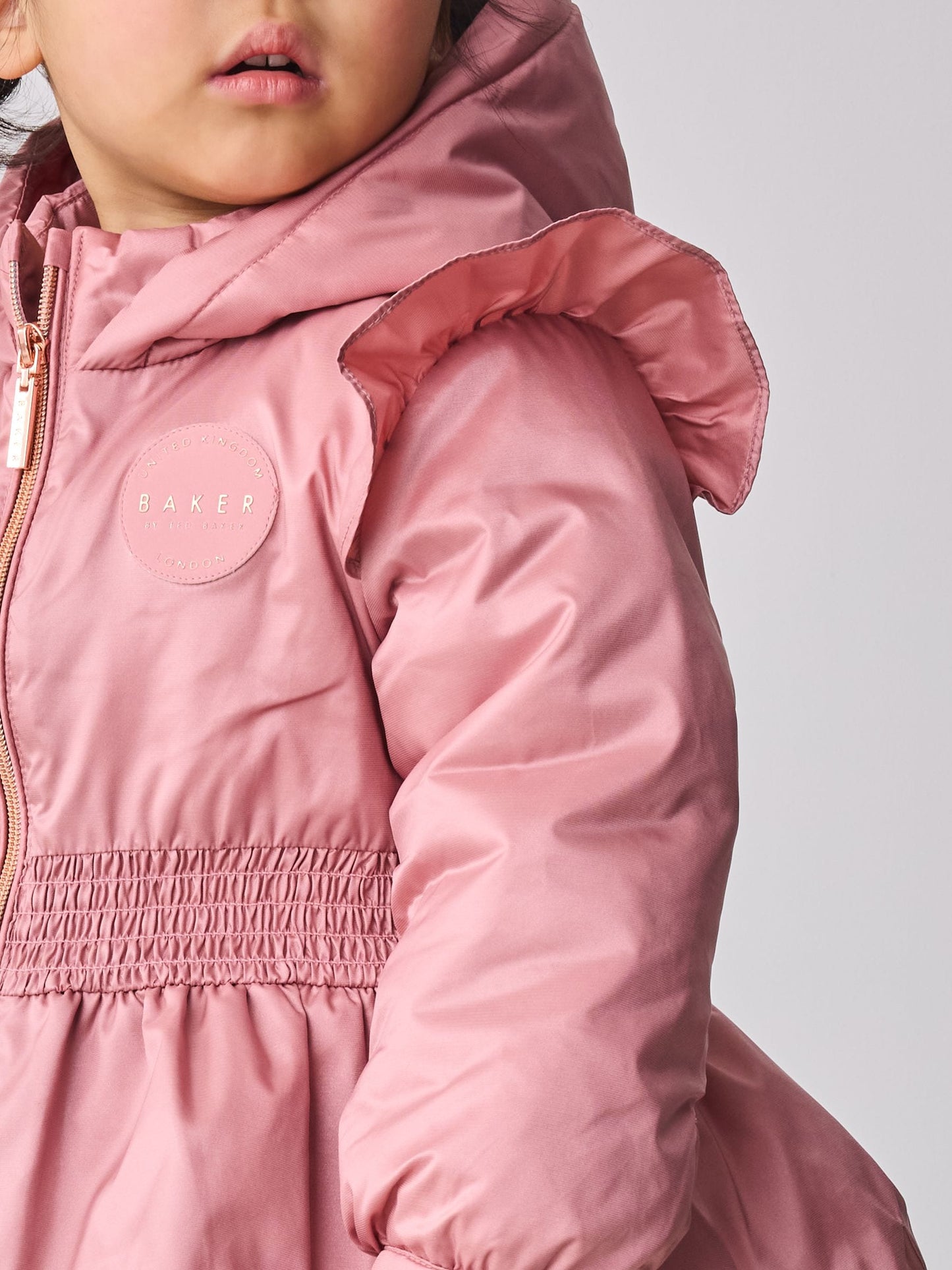 Baker by Ted Baker Pink Shower Resistant Lightweight Scallop Raincoat image 6