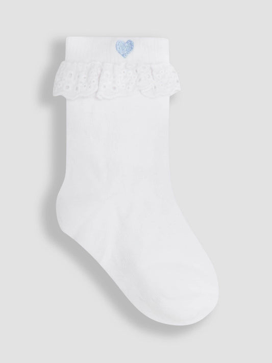 JoJo Maman Bébé Blue Frilly Socks 3 Pack image 2