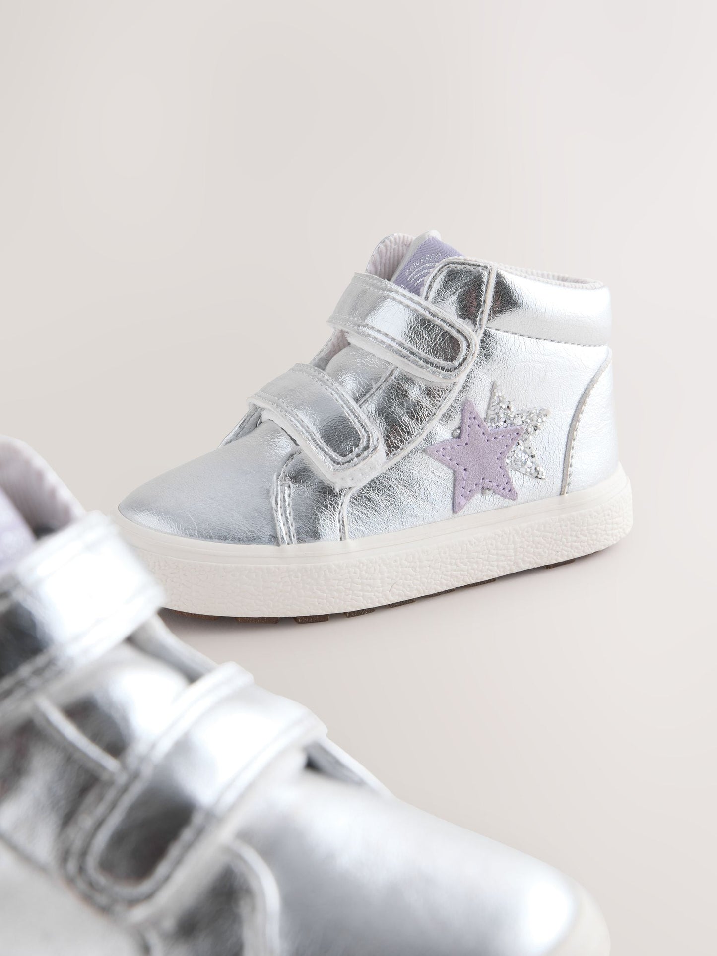 Silver Standard Fit (F) Touch Fasten High Top Trainers image 6