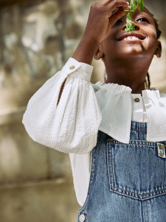 Dark Blue Wide Leg Dungarees (3-16yrs)